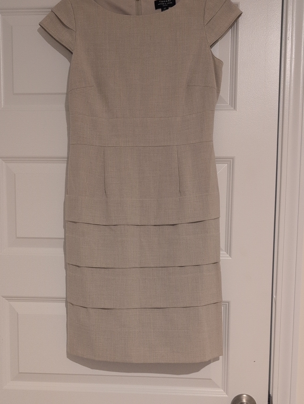 Tahari ASL Cream Tiered Sheath Dress